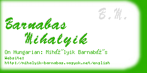 barnabas mihalyik business card